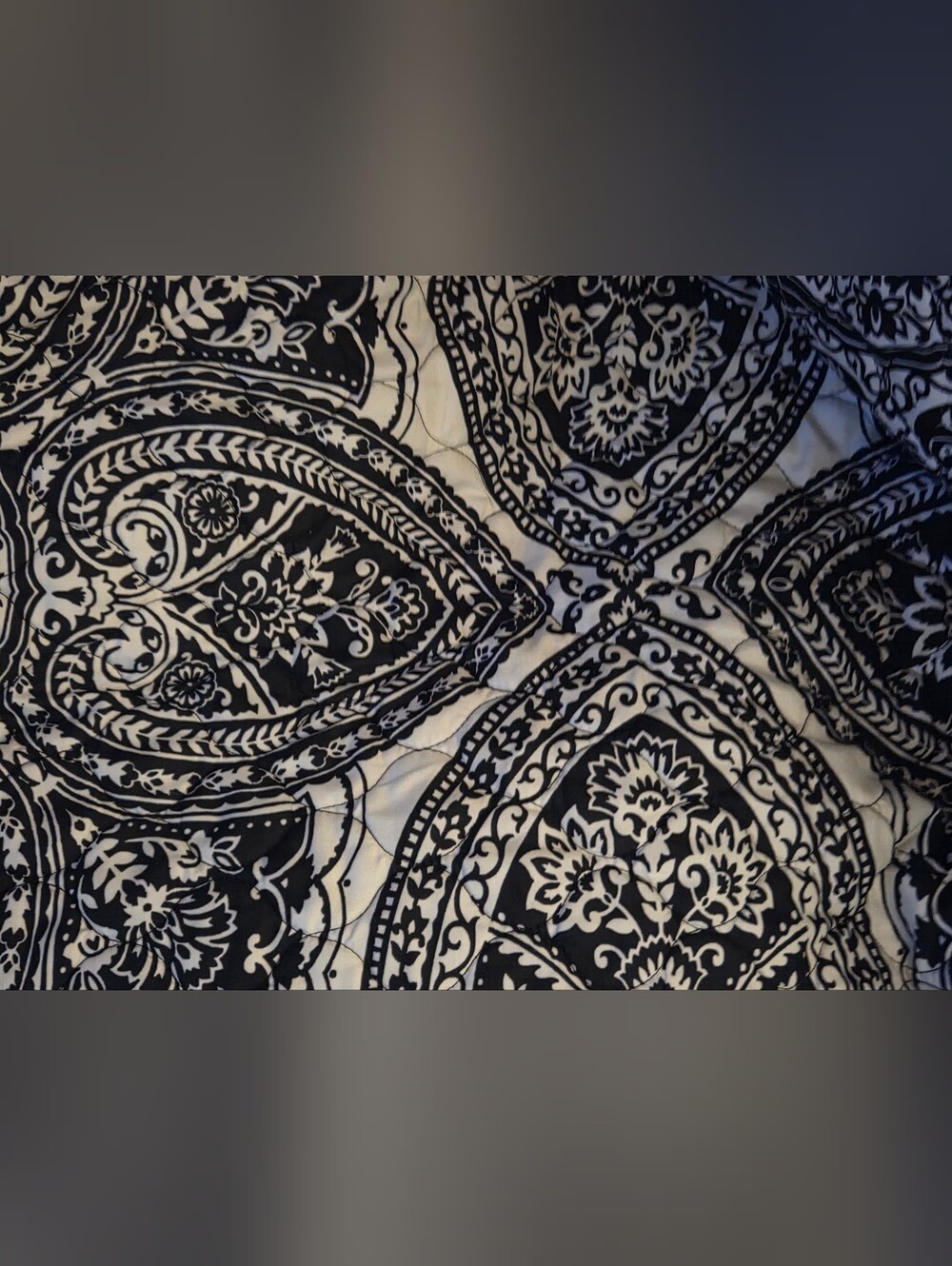 Black and White Paisley Quilted Coverlet